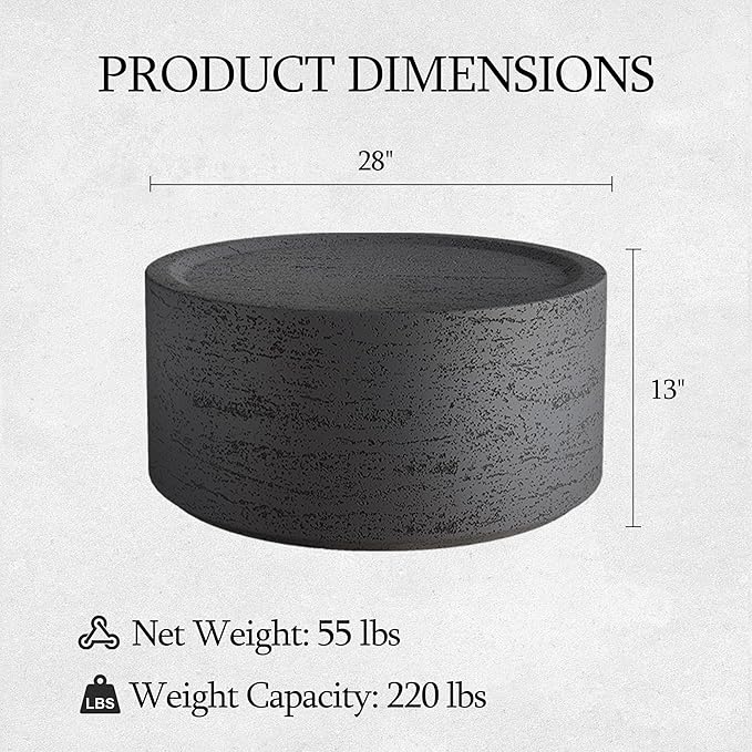 UPHA Outdoor Round Coffee Table, Small Modern Minimalist Accent Tables - Image 2