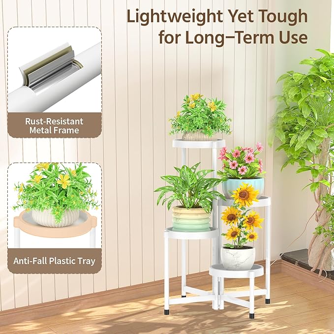LASZOLA 4 Tiered Folding Plant Stand Indoor - Image 6
