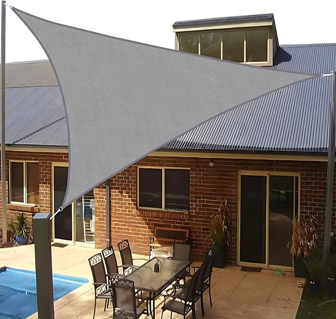 SUNLAX Sun Shade Sail 10' x 10' x 10' Silver Grey Triangle Canopy Sail Shade - Image 9