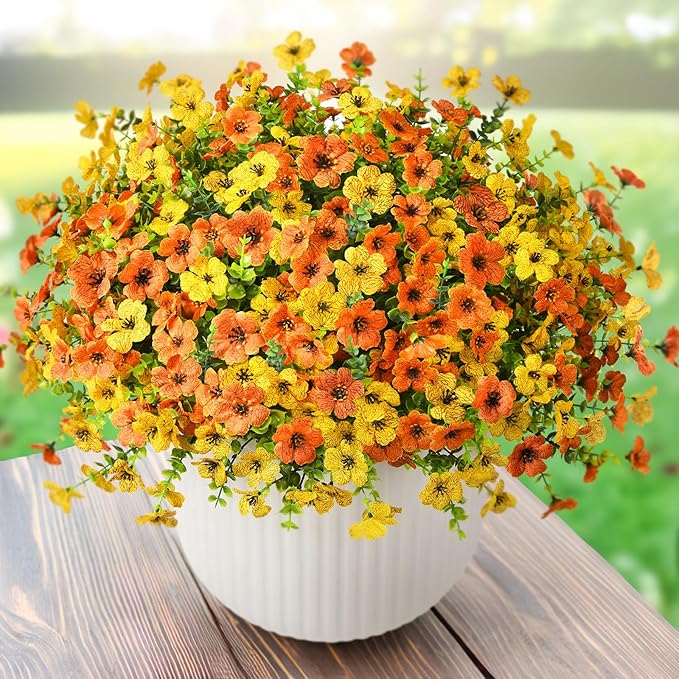 Artificial Flowers Faux Plants Outdoor Fake Flowers Spring Decor, 12 Bundles by ZFProcessArtificialFlowers