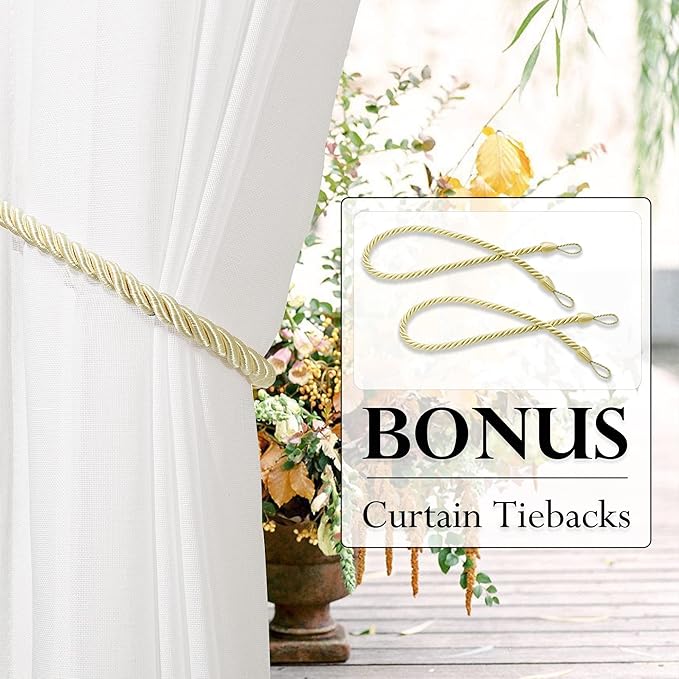 RYB HOME Linen Sheer Outdoor Curtains 84 inch Length 2 Panels Set, Lightweight - Image 2