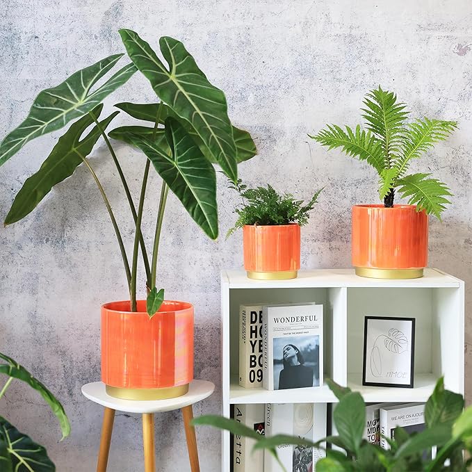 Gepege Peach Indoor Plant Pots for Plants, Large Ceramic Planter - Image 5