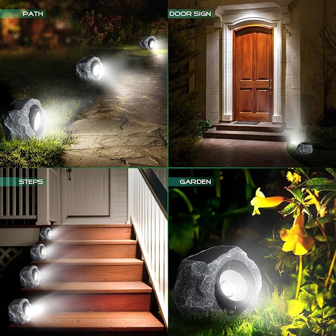 4 Pack Solar Rock Lights Outdoor, Angle Adjustable Solar Lights Outdoor - Image 6