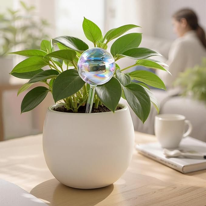 Extra-Thick Clear Glass Plant Watering Globes, Rainbow Gradient Self Watering - Image 2