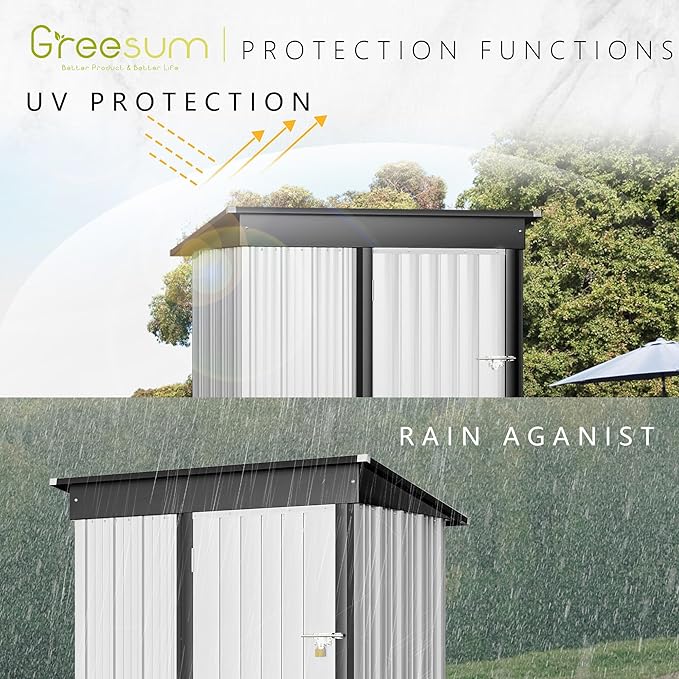 Greesum Metal Outdoor Storage Shed 5FT x 3FT, Steel Utility Tool Shed Storage - Image 5