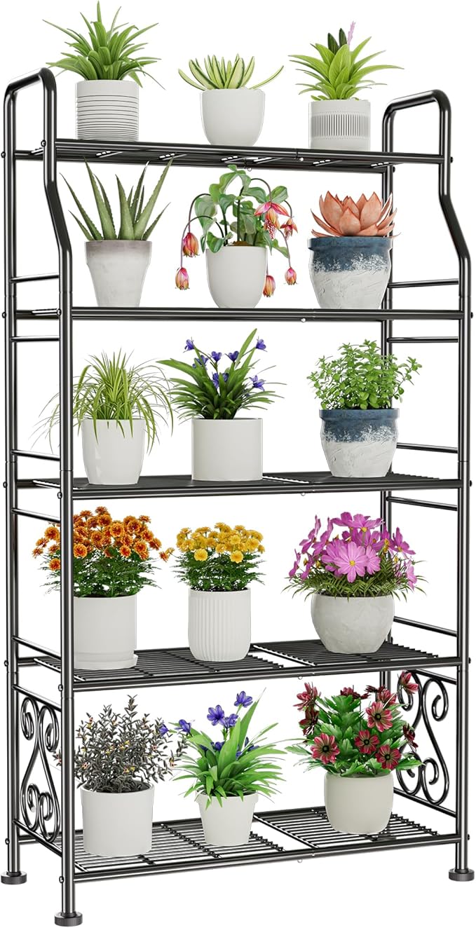 GIOTORENT Plant Stand Outdoor Indoor 5 Tier Metal Waterproof by GIOTORENT