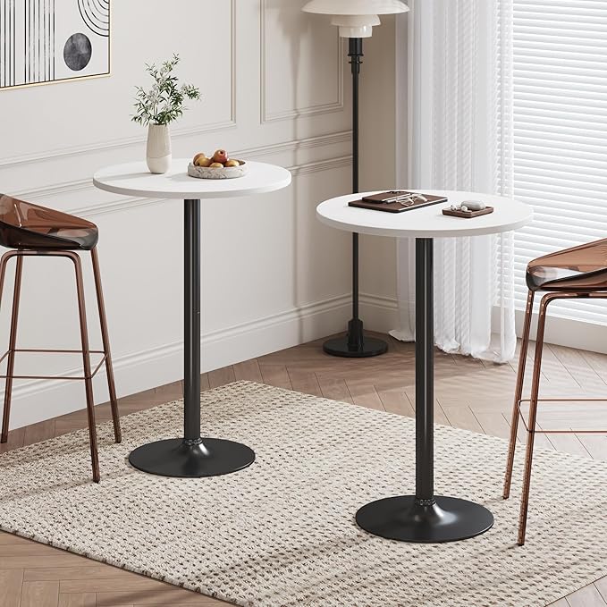 Flamaker Round Bistro Pub Table Modern Style Metal Base MDF Top Cocktail Bar - Image 8