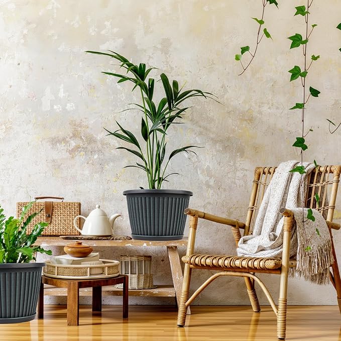 Planter-Pots-for-Plants-Indoor-Outdoor, 4 Pack 10 Inch Plastic Flower Pots - Image 6