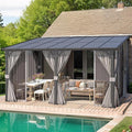 AECOJOY 14' x 10' Gazebo for Patio, Hard Top Lean to Gazebo Pergola by AECOJOY