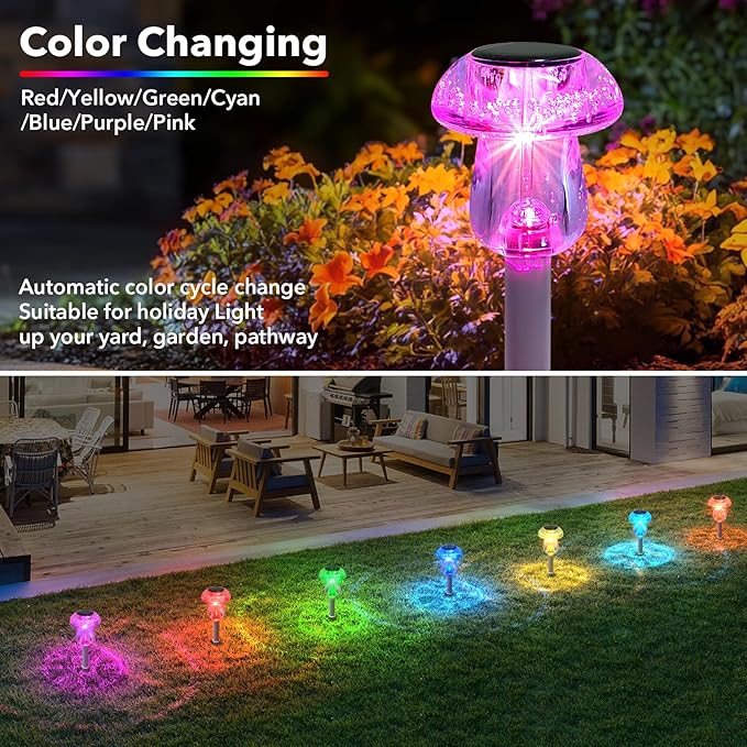 Solar Lights Outdoor, 16 Pack Mushroom Lights Outside Waterproof, Solar Powered - Image 2