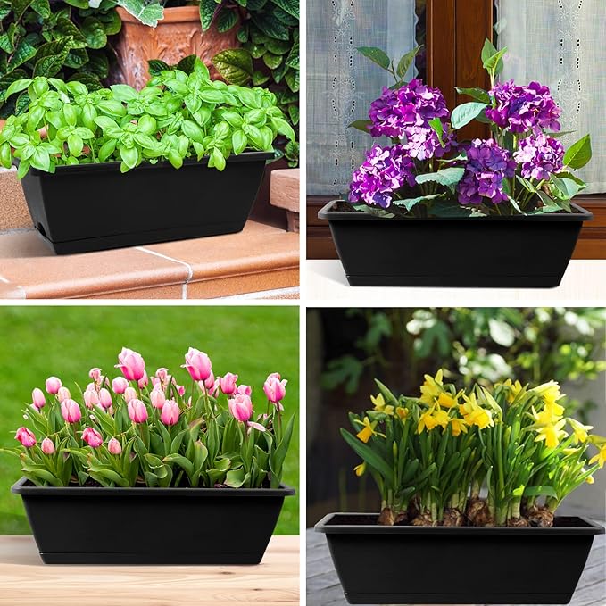 8pcs Window Box Planter, 17 Inches Flower Window Boxes, Rectangle Planters Box - Image 5