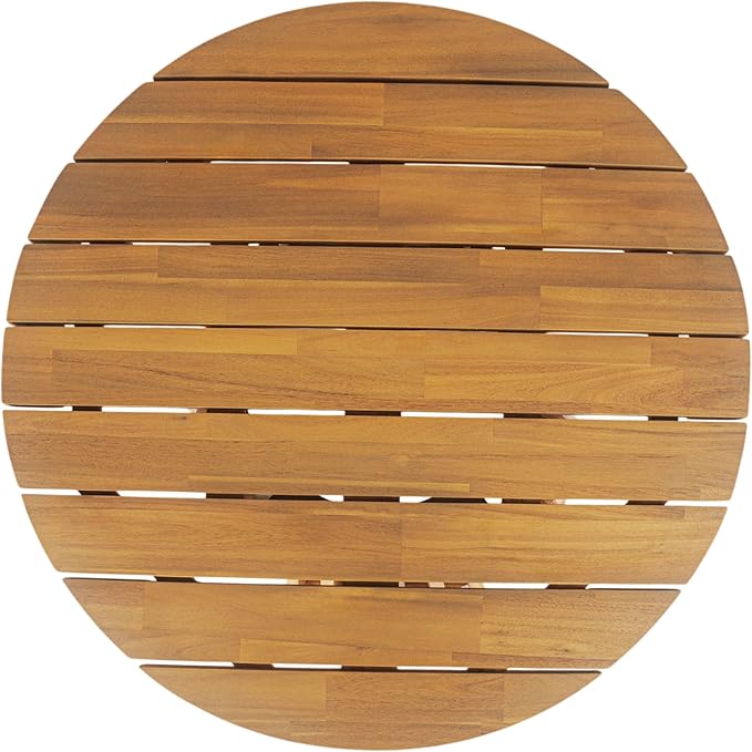 Merax Patio Outdoor Acacia Wood Round Coffee Table - Image 3