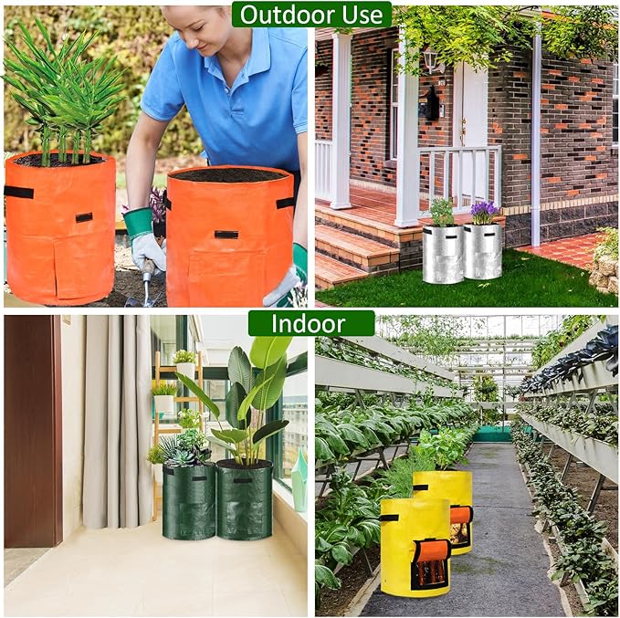 JJGoo Potato Grow Bags, 4 Pack 10 Gallon Potato Planter - Image 7