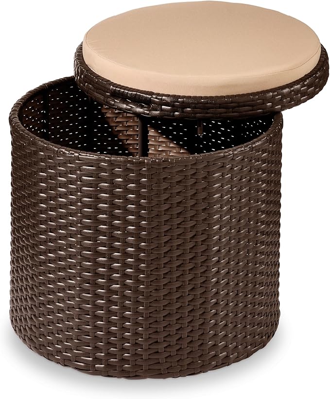 Best Choice Products Round Wicker Ottoman, Additional Seating, Side Table by BestChoiceProducts