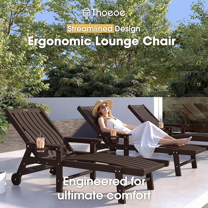 Patio Chaise Lounge Chair Set of 4, Oversized Lounge Chair Outdoor - Image 3