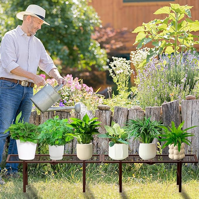 2 Pack Metal Plant Stand Outdoor Indoor, 1 Tier Folding Tiered Flower Plant - Image 7