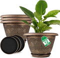 12 Inch Large Planter Pot for Plants Indoor Outdoor, 4 Pack Plastic Flower Pots by Fodetyff