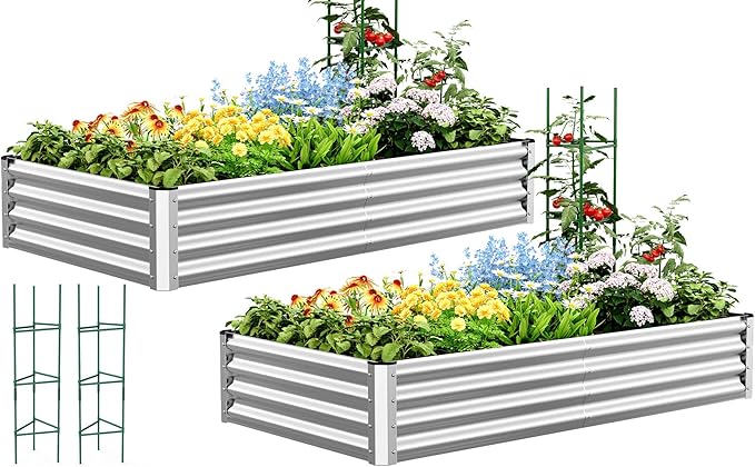 Quictent Galvanized Raised Garden Bed Metal Planter Box Bottomless by QUICTENT
