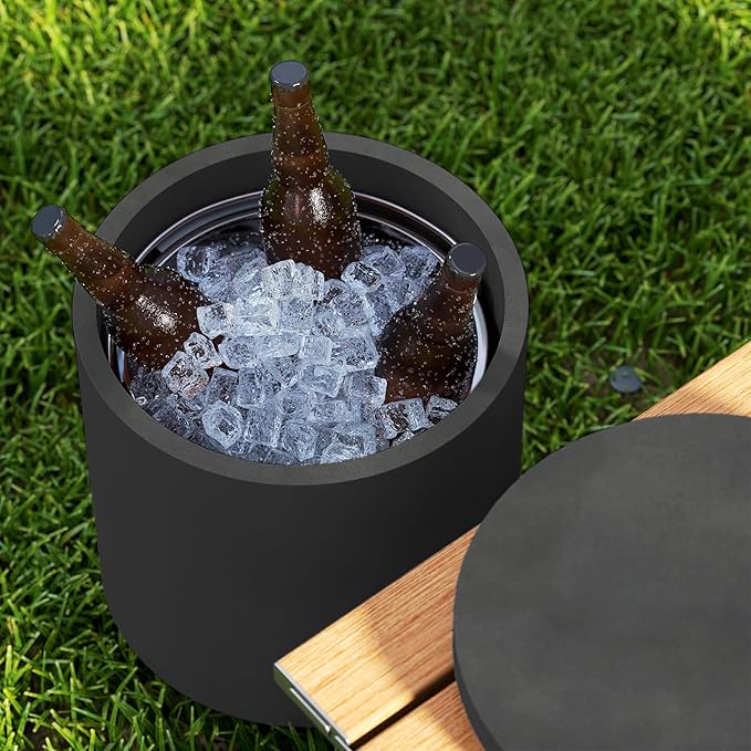HOMCOM 2.6 Gal Outdoor Cooler Side Table, 3-in-1 Cool Coffee Table - Image 9