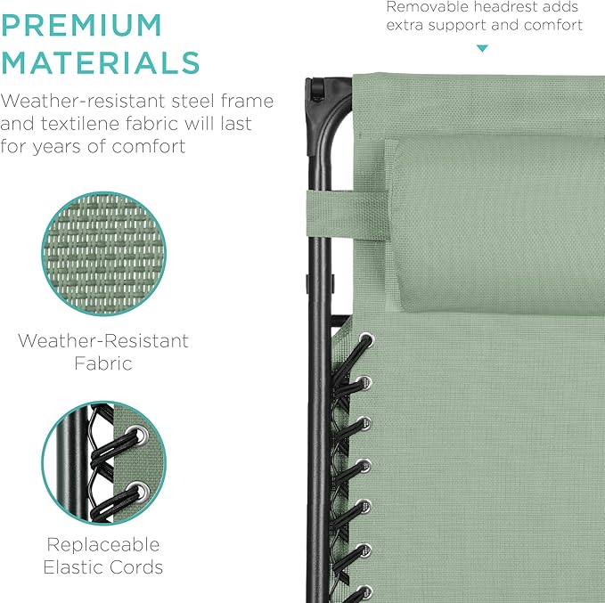 Best Choice Products Folding Zero Gravity Outdoor Recliner Patio Lounge Chair - Image 5
