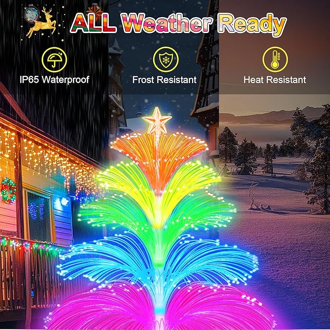Solar Lights Outdoor Waterproof 7 Colorful Changing Ice Cream Rainbow Jellyfish - Image 5