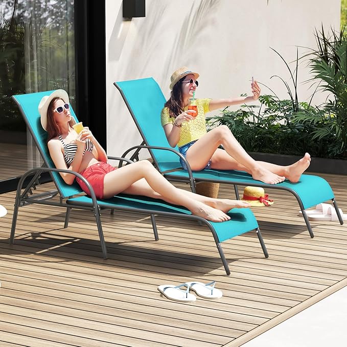 Giantex 2 Pack Patio Lounge Chair, Outdoor Chaise Lounge - Image 7
