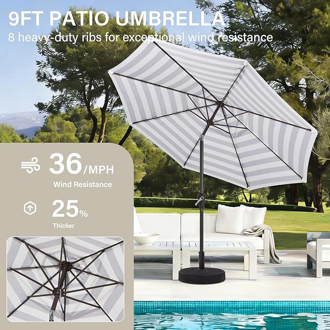 MEWAY 9ft Patio Umbrella Outdoor Table Umbrellas - Image 4