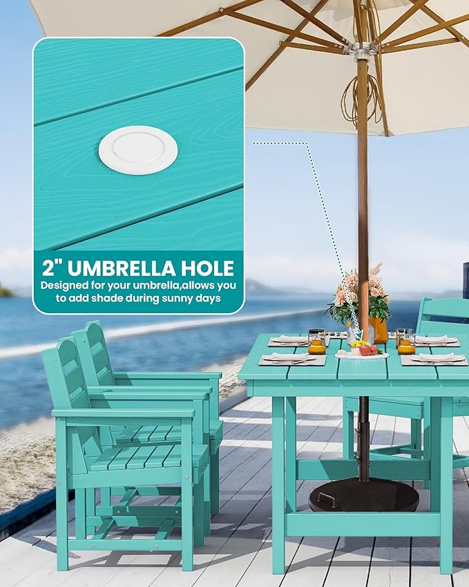 SERWALL Patio Table Set, 5-Piece Outdoor HDPE Furniture - Image 2