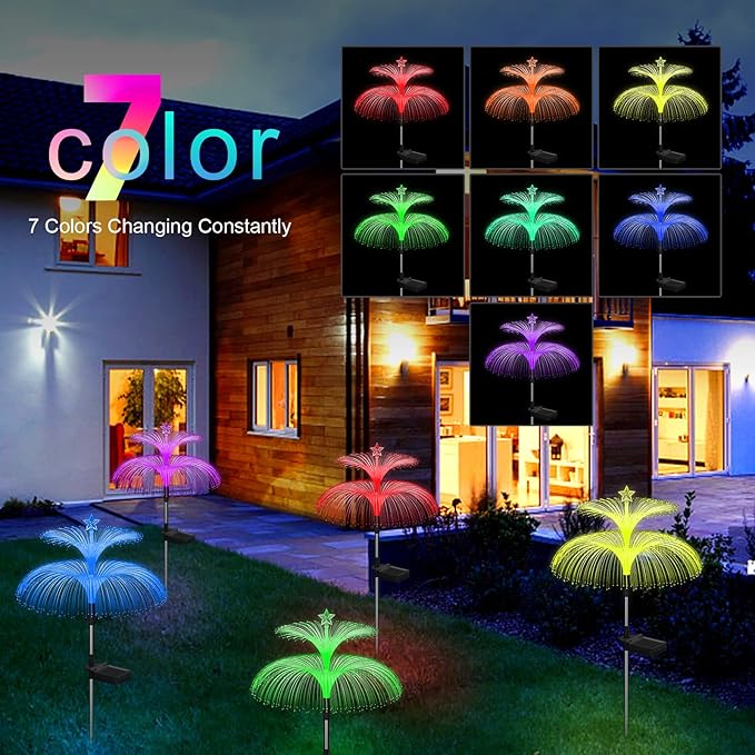 Solar Garden Lights 6 Pack New Upgraded Solar Lights Outdoor Waterproof 7 Color - Image 3