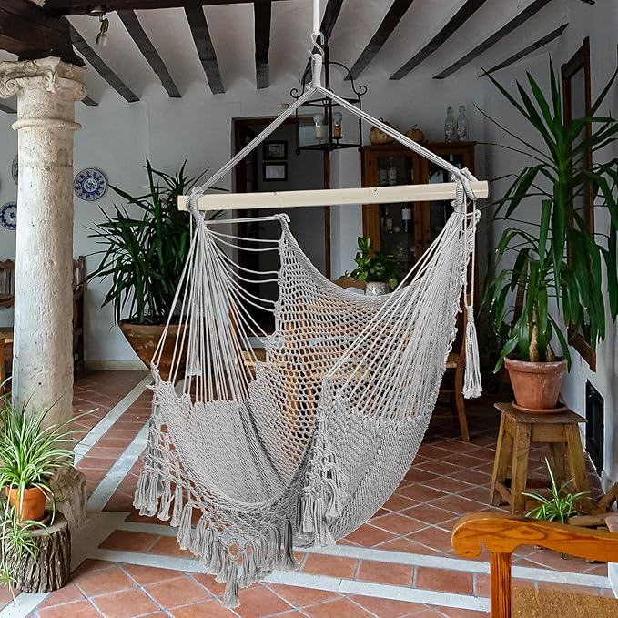 Hammock Chair，Max 330lbs, Large Hanging Chair, Soft Cotton Rope Swing Chair - Image 2