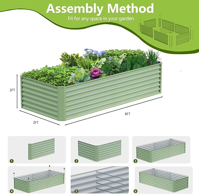8x2x2FT Galvanized Raised Garden Bed, Galvanized Planter Boxes Outdoor - Image 4
