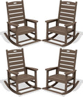 SERWALL Outdoor Rocking Chair Set of 4, Oversized HDPE Patio Rocking Chair by SERWALL