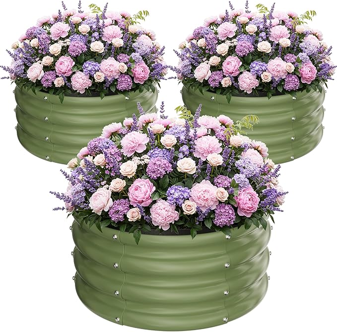 ZXZYHFTY Round Galvanized Raised Garden Bed kit, Round Large Metal Raised by ZXZYHFTY