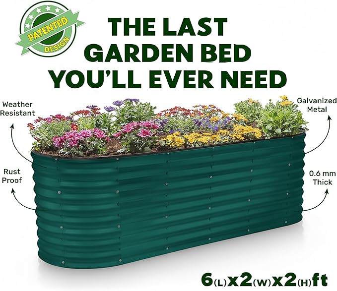 Plant & Plot Galvanized Raised Garden Beds Outdoor // 6×2×2 ft Planter Raised - Image 5