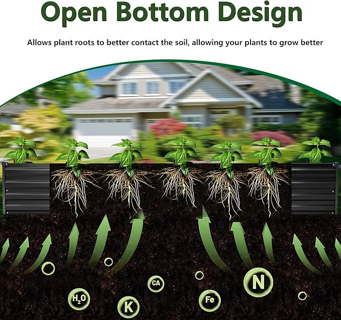 12×2×1FT Galvanized Raised Garden Bed Kit, Metal Planter Boxes, Large Outdoor - Image 3