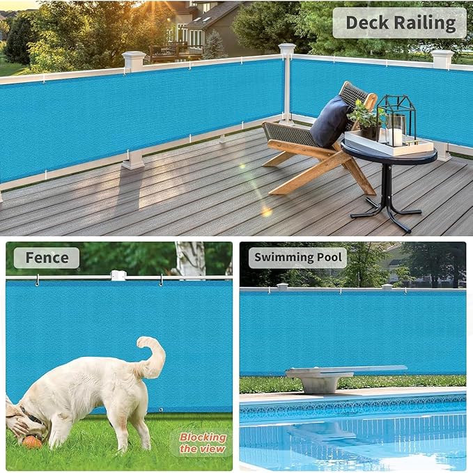 LOVE STORY 3'x10' Turquoise Blue Balcony Screen Privacy Fence Cover -Mesh - Image 6