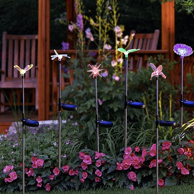 Glintoper 6 Pack Solar Garden Stake Lights Outdoor, Solar Butterfly Figurine - Image 4