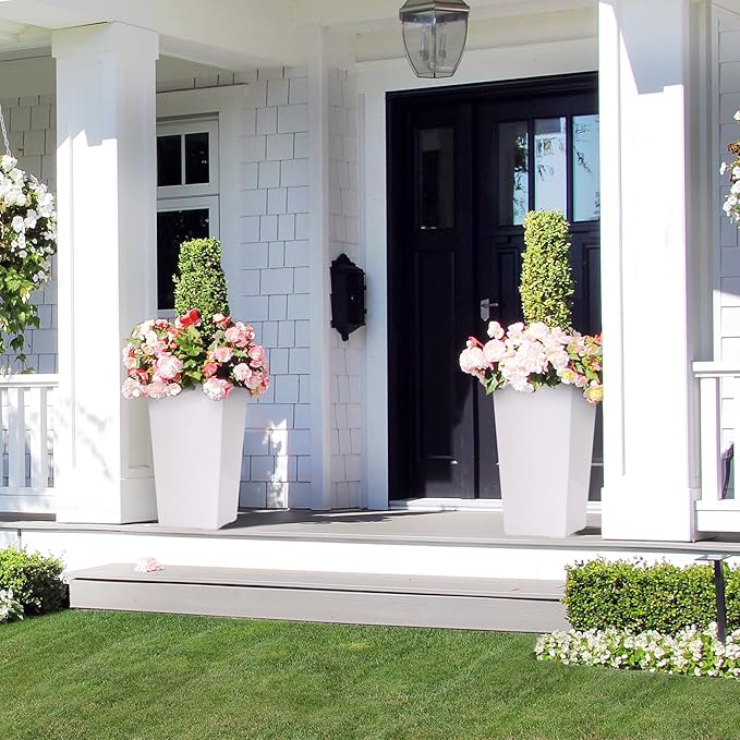 GarveeLife 22.5 in Tall Planters Set of 2, Outdoor＆Indoor Black Planter Pots - Image 4