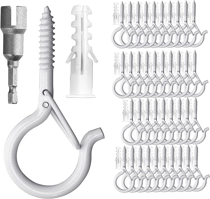 PlusRoc 40 Pack Ceiling Hooks for Hanging Plants Outdoor String Lights Heavy by PlusRoc