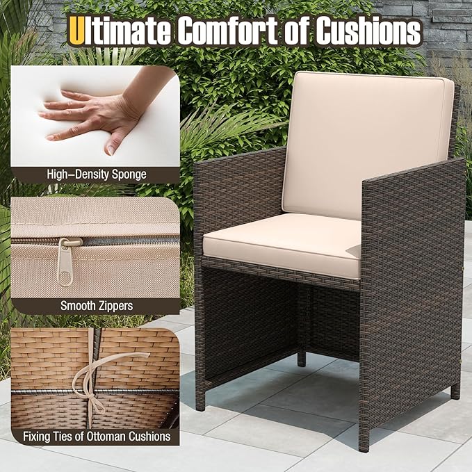 Tangkula 9 Piece Patio Dining Set, Rattan Chairs - Image 5