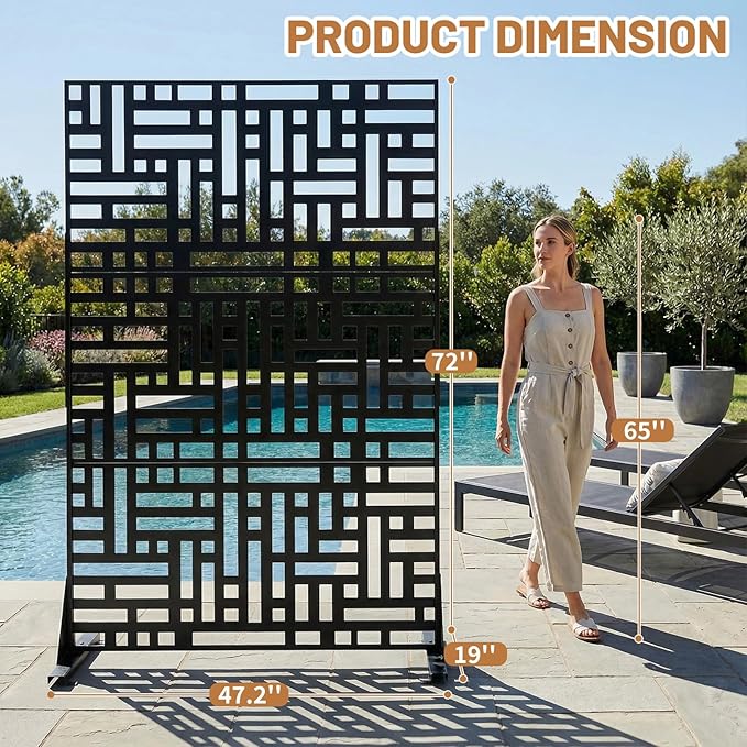 VINGLI Privacy Fence Panels, 72H’’ x 47W’’ Metal Privacy Screen Freestanding - Image 6