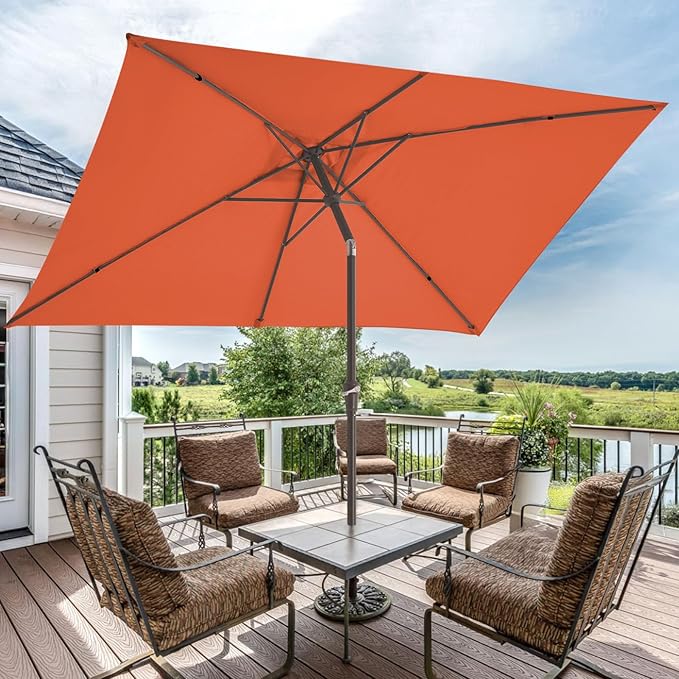 JEAREY 6.5x10 ft Rectangular Patio Umbrellas Rectangle Outdoor Umbrella - Image 6