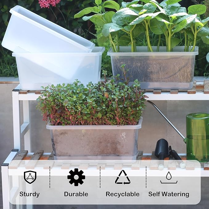 Window Box Planter 6 Packs, 13.8 Inches Rectangle Flower Pots - Image 3