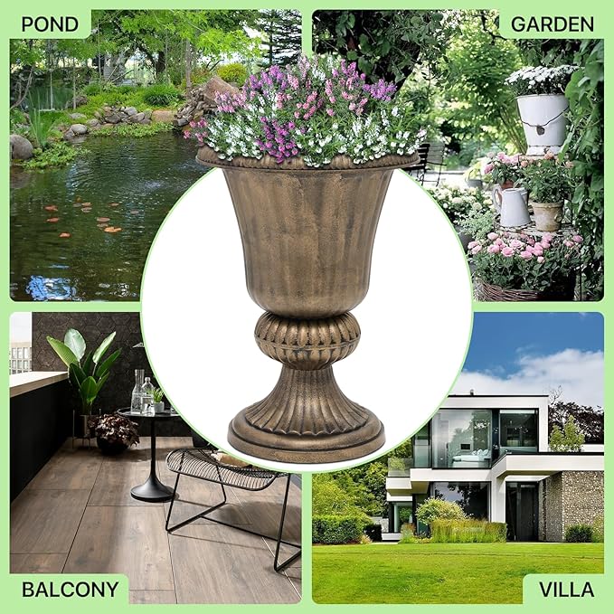 Magshion 20" Urn Planter for Outdoor and Indoor Plants, Large Decorative Front - Image 9