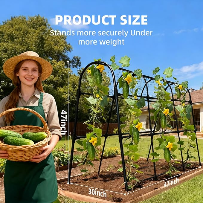 Cucumber Trellis for Raised Bed, U-Shape Garden Arch Metal Support for Climbing - Image 2