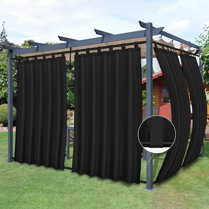 Easy-Going Outdoor Patio Curtains Detachable Tab Top Windproof Weatherproof by Easy-Going