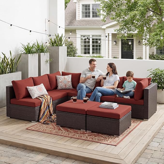 NICESOUL 29.3'' High Back Wicker Patio Furniture Set - Image 3