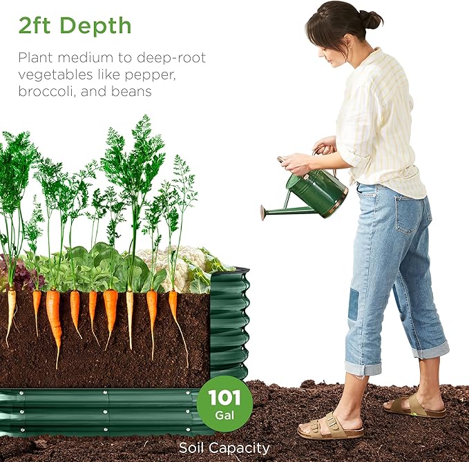 Best Choice Products 4x2x2ft Outdoor Metal Raised Garden Bed, Oval Deep Root - Image 2