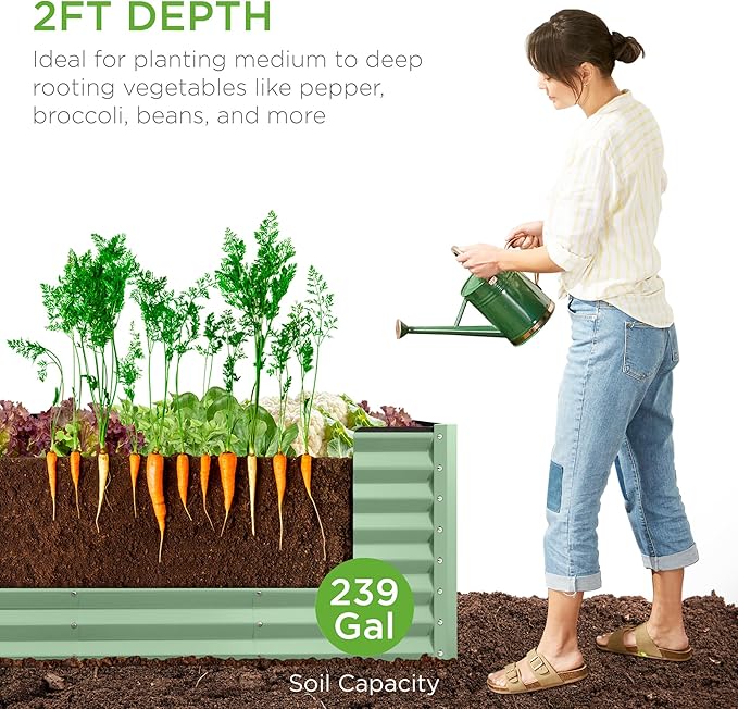 Best Choice Products 8x2x2ft Outdoor Metal Raised Garden Bed, Rectangular Deep - Image 2