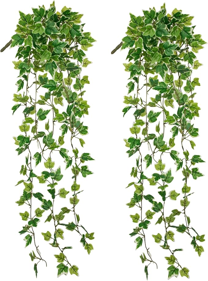Hollyone 2pcs Artificial Hanging Plants 31" Fake Ivy Vine Faux Ivy Leaves by Hollyone